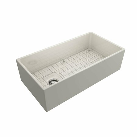 BOCCHI Contempo Farmhouse Apron Front Fireclay 36 in. Single Bowl Kitchen Sink in Biscuit 1354-014-0120